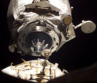 Progress M-55 about to dock