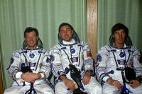Soyuz TM-7 crew seated